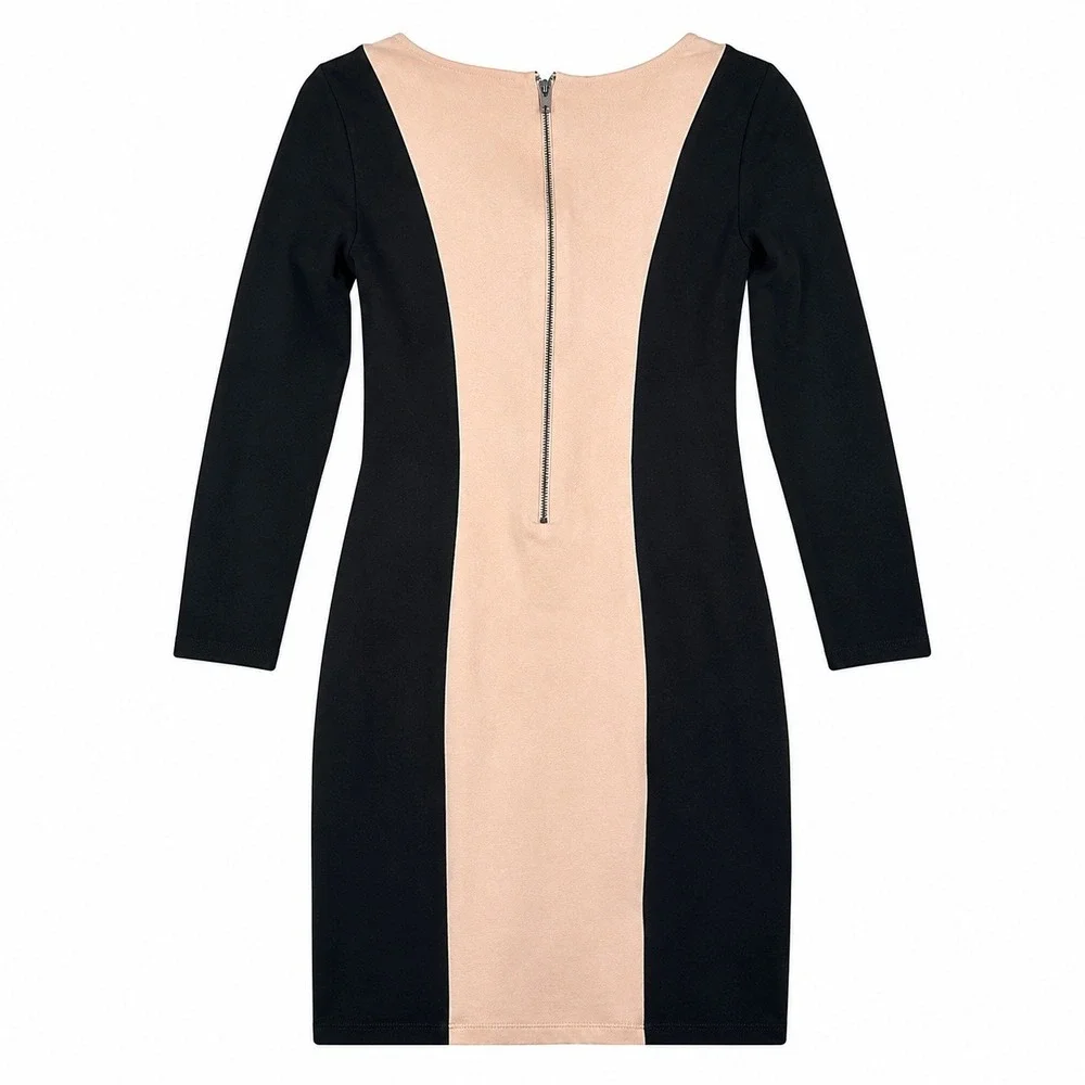 Alice + Olivia Amena Employed Colorblock Sheath Dress Size 2 Nude Career Office